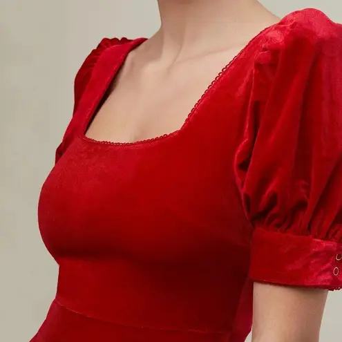 Rachel Parcell Puff Sleeve Peplum Skirt Midi Dress Size Medium