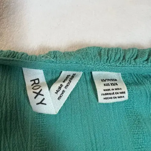 Roxy  V-Neck Ruffle Trim Mini Dress Size X-Small Wide Sleeve Beach Boho Colorful