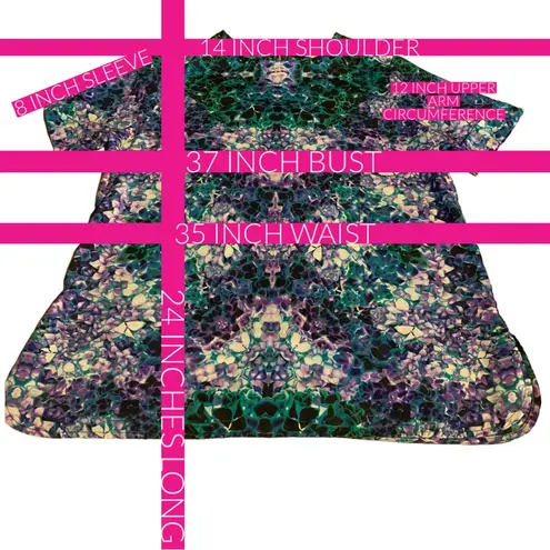 Liz Claiborne  PETITE PURPLE, GREEN, BLUE & WHITE ABSTRACT PRINT BLOUSE (SP)