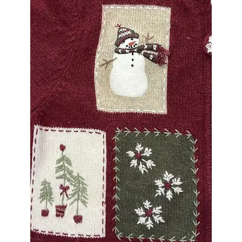 Croft & Barrow  Full Zip  Cardigan Christmas sweater M Snowman Wool Angora blend