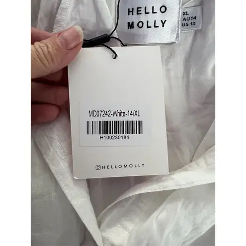 Hello Molly  Women's XL White Maxi Shirt Dress Button Tie Waist Casual