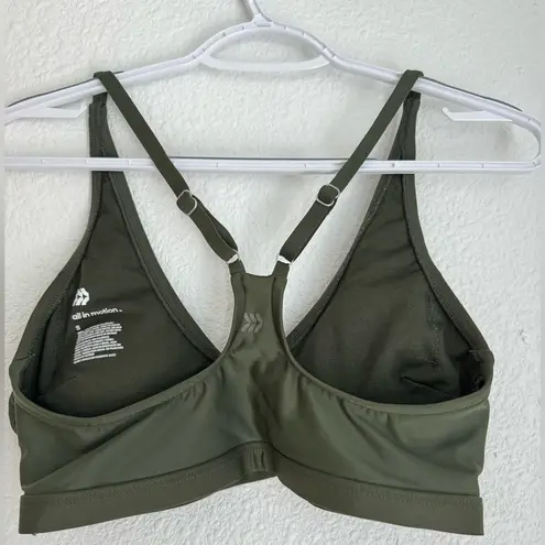 All In Motion olive green padded v-neck sports bra with adjustable straps size S