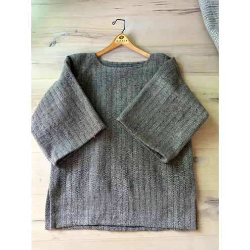Handmade Wool Pullover Top Beachy Minimalist Hippie Boho Unisec Style Size L Gray