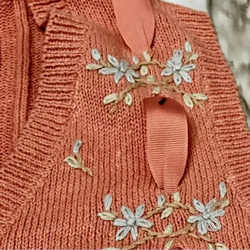 Bryn Connelly Womens Size M Pink Embroidered Forget Me Knots Ribbon Vest Vintage Size M