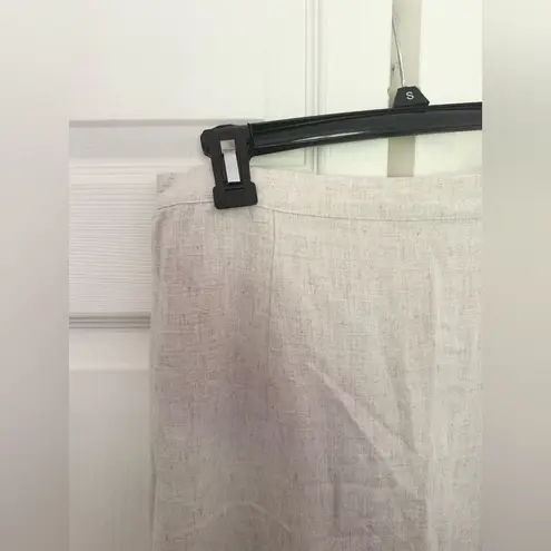 Bardot Linen Blend Midi Skirt Side Cut Out Oatmeal Cream Straight Size Large