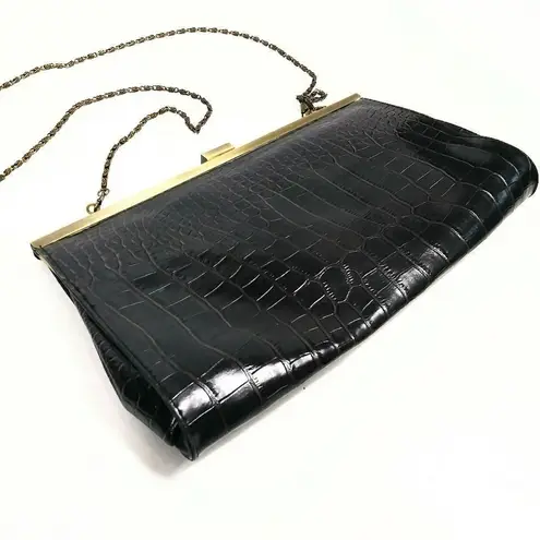 Jessica McClintock Vegan Crocodile Skin Leather Clutch