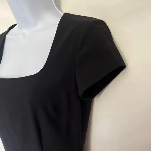 Shape FX Square Neck Sheath Dress Sz 2 Y2K Minimal Shapewear LBD Capsule Fitted Black