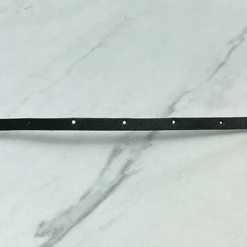 Black Skinny Faux Leather Circle Concho Belt Silver Hardware Large (L) ✨