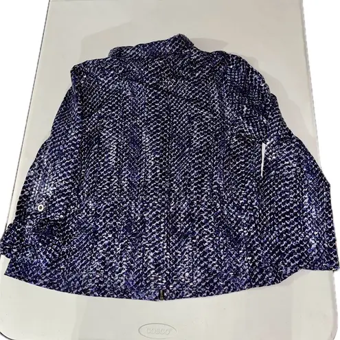 Vintage Ruby Rd Zip Up Blouse Jacket Blue Size 18