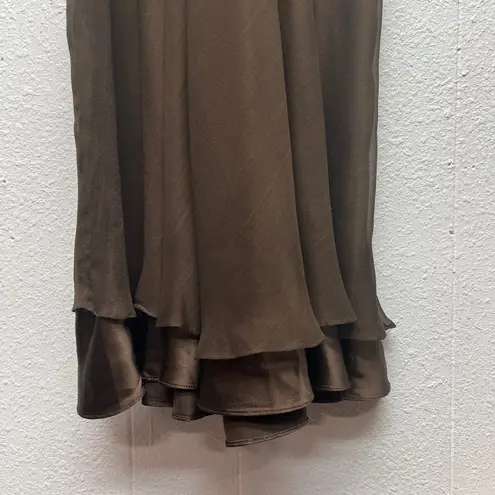 Jenny Yoo Silk Dress Womens 4 Party Cocktail Wedding Guest Formal Evening Event Brown