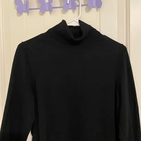 Premise NWOT women’s black thin soft knit gold button turtleneck top large