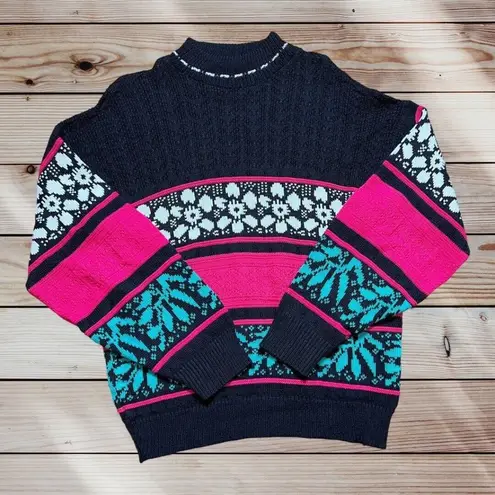 American Pride Flower Sweater Size Medium Colorful Classic Party Career Fun