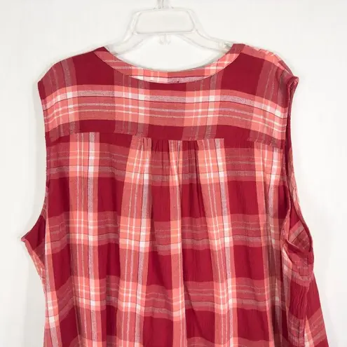 Catherines Plus Size 5X Top 34W 36W Camp Rose Pleat Neck Tank Top Sleeveless 166