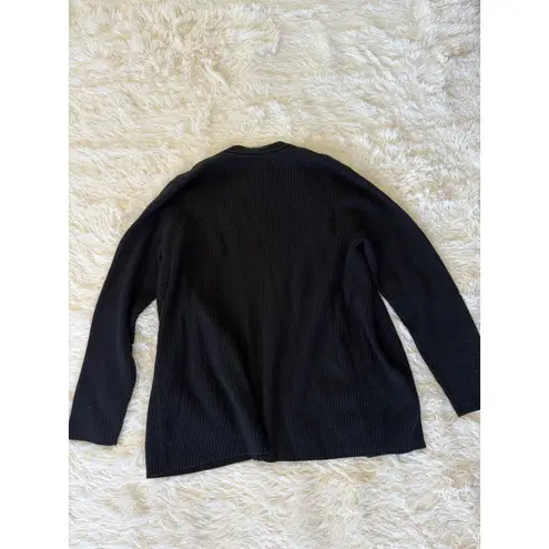 Venezia Jeans Black Cardigan Sweater Womens 14/16 Open Front Ribbed Knit
