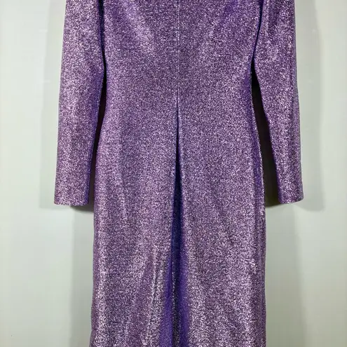 Oscar de la Renta Lame Column Gown Maxi Dress Metallic Lavender 6 NWT