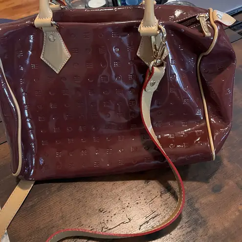 Arcadia Burgundy and Tan Satchel Set Brown