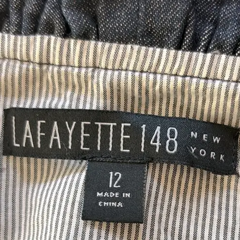 Lafayette 148  Full-Zip Belted Cotton Linen Blend Ruffle Denim Jacket Size 12