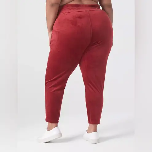 Lane Bryant NWT LIVI Active  Velour Jogger Burgundy Red Sz 30/32 Rhubarb