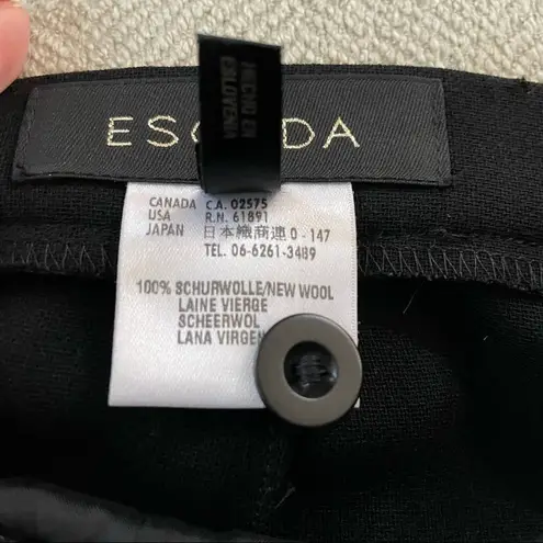 Escada Wool Flat Front Trousers Slim Straight 36 S 6 Black