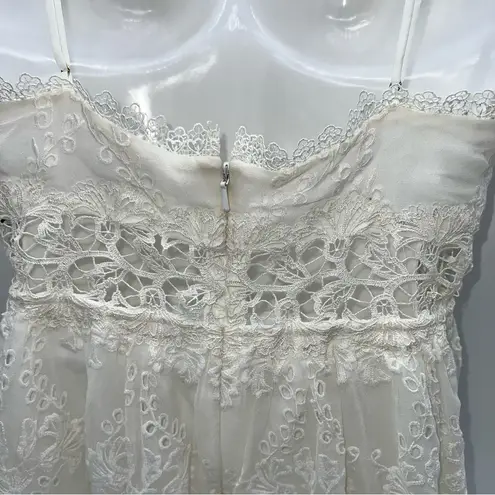 Zimmermann Off-White Women's Embroidered Eyelet Silk Romper w/Spaghetti Straps-0