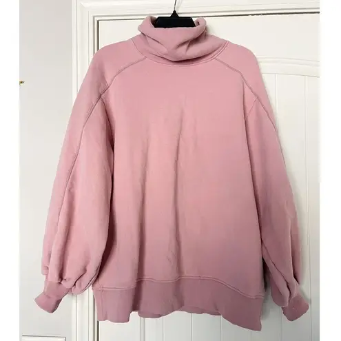 LIT Active Whisper Oversized Turtleneck Sweatshirt Pink Size XS