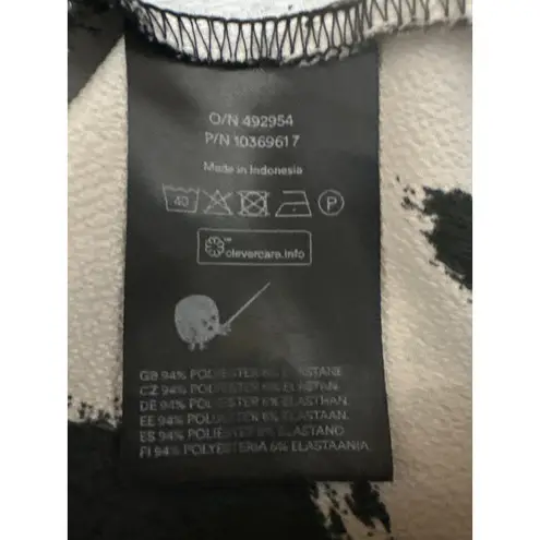 MONKL Black White Short Sleeve Abstract Button Front Maxi Shirt Dress Size XL