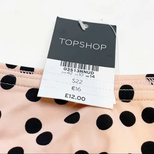 Topshop  Size 10 Pink Polka Dot Side Tie Bikini Bottoms Swim New NWT