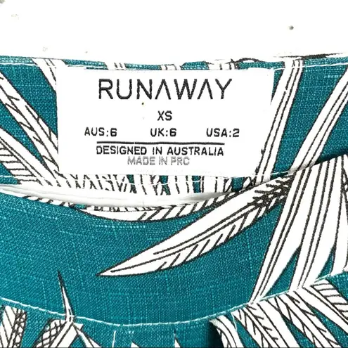 Runaway Australia Womens Tropical Print Thigh Split Pants Palm Tree Green Size 2