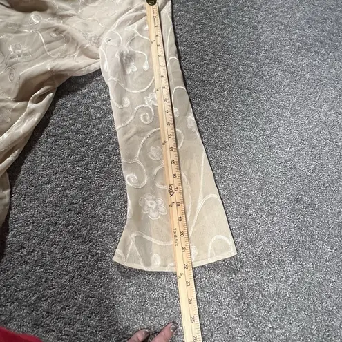 Selene Sport Womens Large Beige Shift Dress Pullover Polyester Floral Embroidery Tan