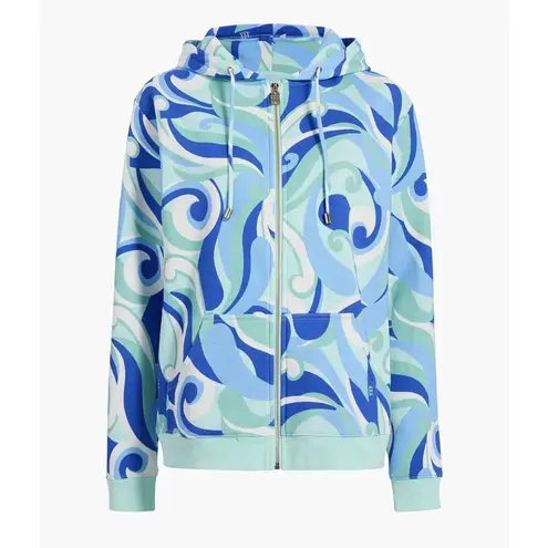 Hill House Allie Zip Up Sweatshirt Hoodie Kaleidoscopic Beach Blue Fleece S NWT
