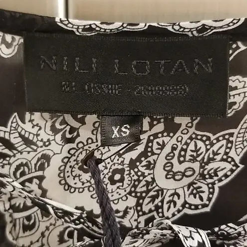 💕NILI LOTAN💕 Acadia Silk Blouse ~ Black Paisley Size XS