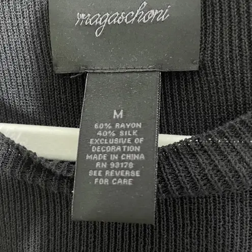 Magaschoni  Floral Embroidered Sweater Black Size Medium Sz M Long Sleeve New