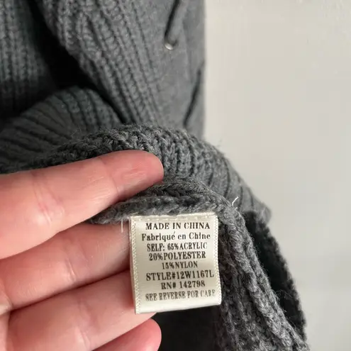 Love Riche Gray Knit Sweater with Lace-Up Stitch Detail size Small