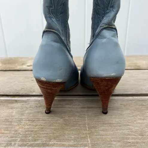 Vintage Jeenz Bootz Stiletto Heel Blue Cowgirl Western Boots 6 1/2 M Size 6.5