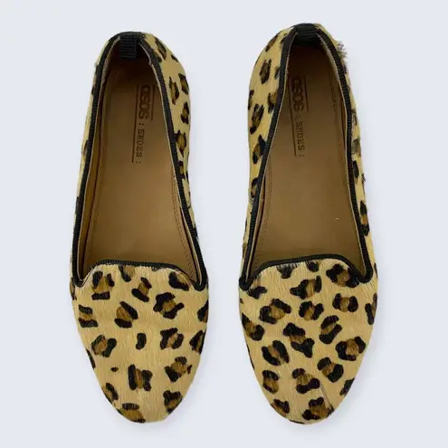 ASOS Leopard Print Calf Hair Leather Slip On Loafer Flats US 7 UK 5