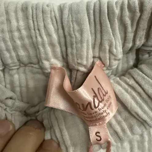 Scandal Italy Cassia Sz S Pull On Drawstring Elastic Beach Pants Side Button Tan