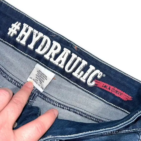 Hydraulic Womens Lola Curvy Denim Blue Jean Shorts Dark Wash Studded Pockets 7 8