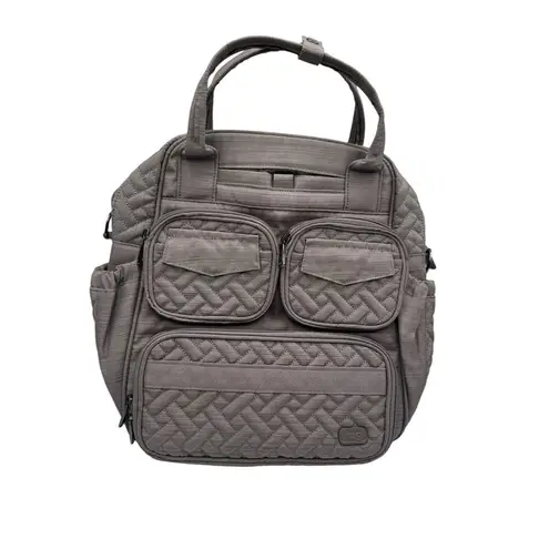 Lug Mini Puddle Jumper Quilted Crossbody Convertible Tote Brushed Pearl Grey Gray