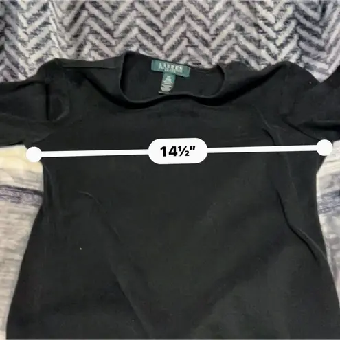 Lauren Ralph Lauren Petite PS Black Crew Neck Top, Made in Jordan Size undefined