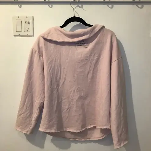 Peace Love World pink sweater Asymmetrical Neck Sweater XS raw hem