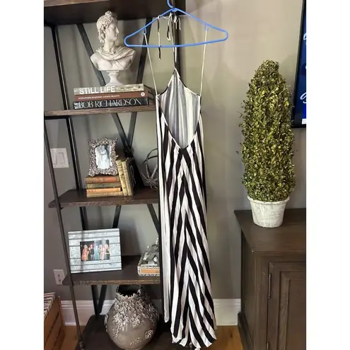 Birgette Herskind Thora A Line Halter Maxi Dress Black White Stripe Womens Size Size XS
