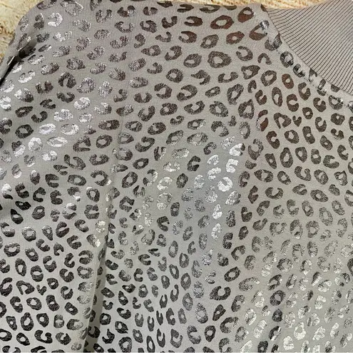 Zuda oversized animal print metallic bomber jacket asymmetric hem size Small