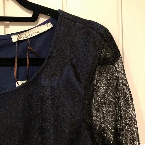 Solitaire NWT Blue and Black Lace Mini Dress