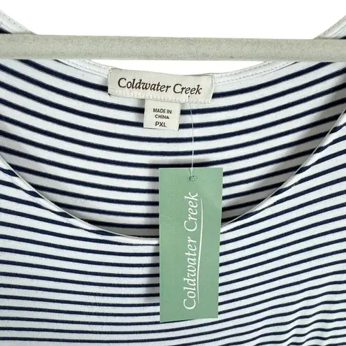 Coldwater Creek NWT Navy White Striped Scoop Neck Stretchy Midi Tank Dress PXL