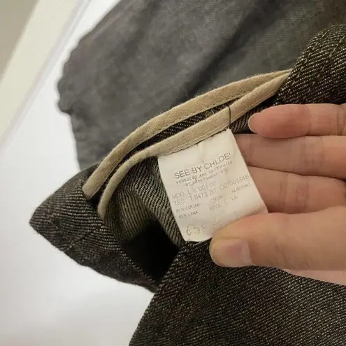 See By Chloe vintage denim button down trench coat jacket Y2K style size US 8 Gray