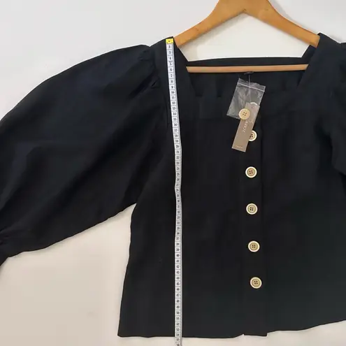 ito fukuoka square collar linen tops 黒 COTTON/LINEN POPLIN OVERSIZED STAND COLLAR SHIRT(M Black): S