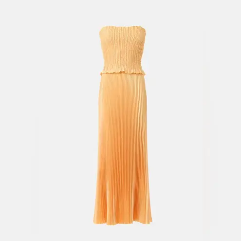 L’IDEE MAYA Orange Pleated Dress size 12 flaw near bottom