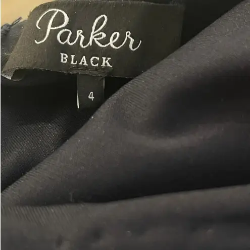 Parker Black Sequined Cocktail Dress Bling Rave Sz 4 Cinched Side New Year Navy