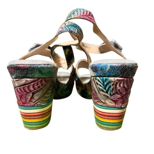 Spring Step L'Artiste by  Leilanie Sandals Womens 38 US 7.5–8 Floral Leather Heel