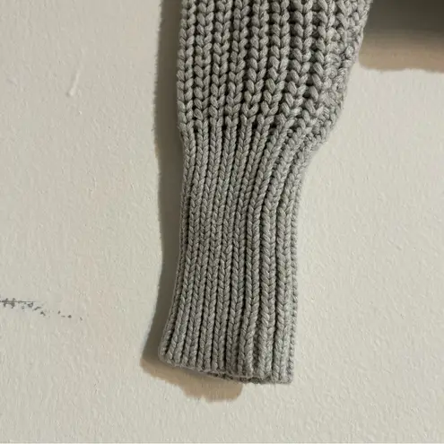 Aerie  Double Zip Knit Foldover Grey Cardigan Sweater Size Medium Rugby Cozy